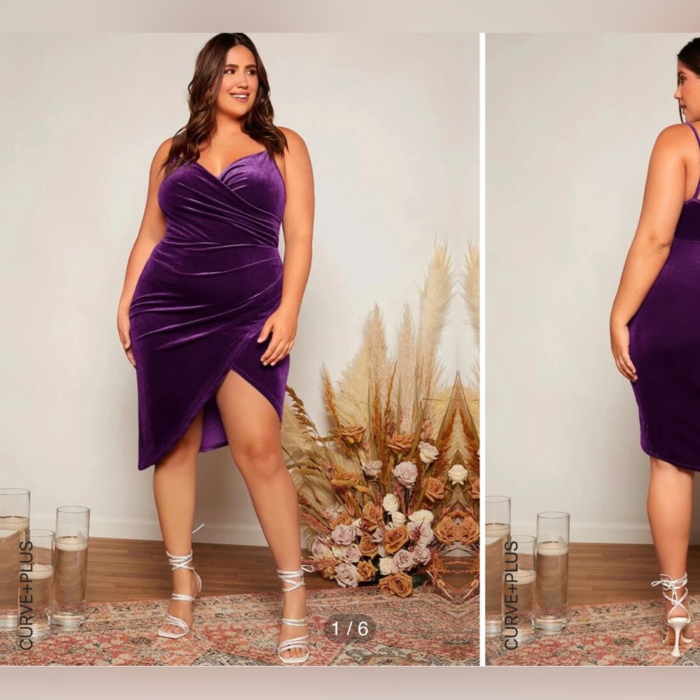 Ruched Wrap Velvet Dress 💜